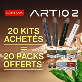 Oxva — Offre d'implantation Artio 2 Oxva kits + cartouches 2mL 18mg