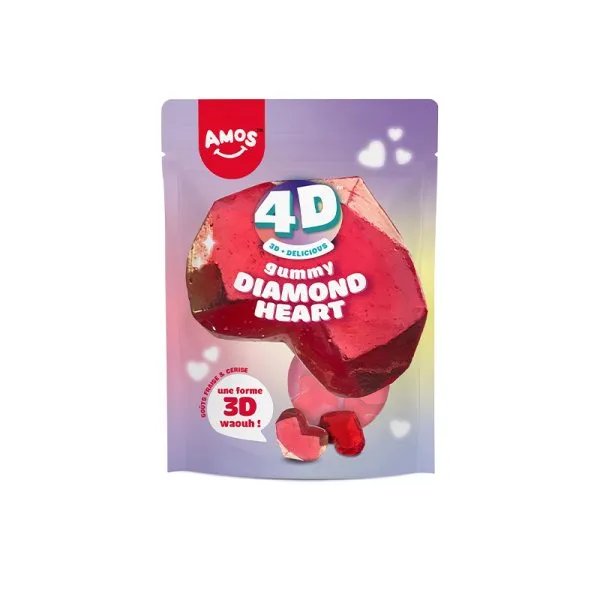 Bonbons Gummy Diamond Heart 4D 120g - Amos